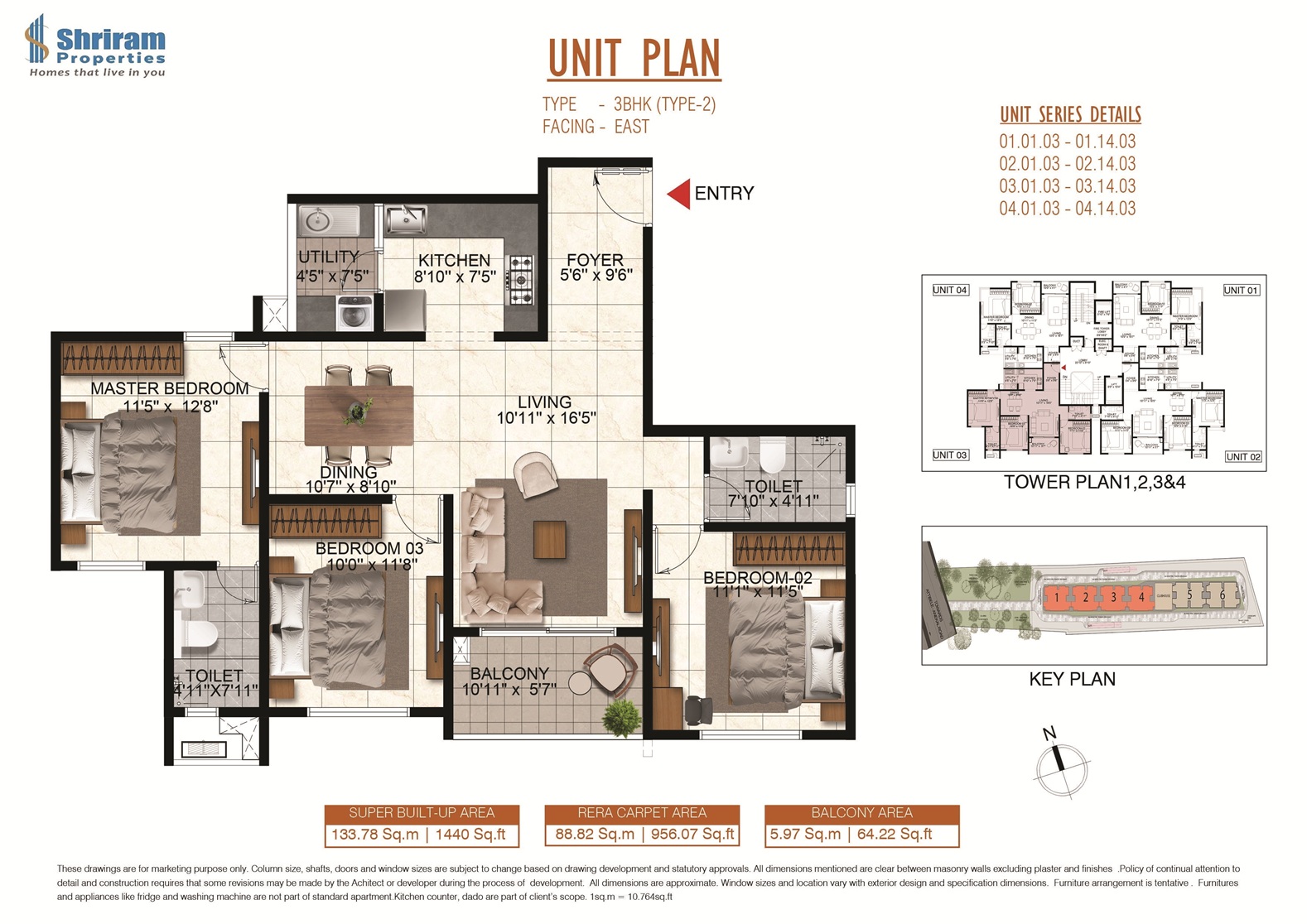 3 BHK Floor Plan 2