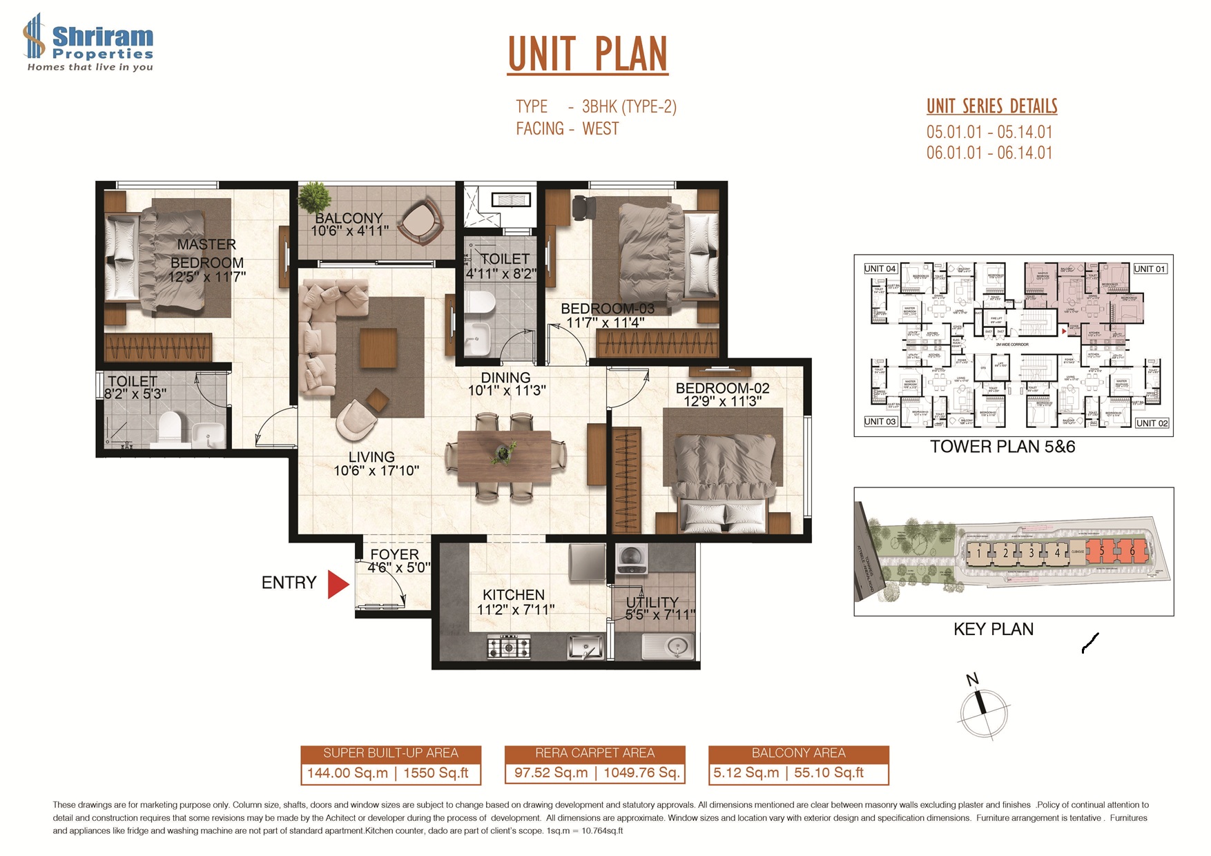 3 BHK Floor Plan 3